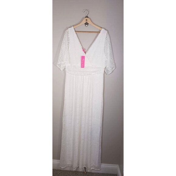 Lilly Pulitzer Bridal Bachelorette Coastal Lace Maxi Parigi Dress Size XL NWT‎ - Picture 1 of 6